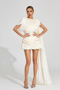 Dyvra Draped Mini Dress In Apricot