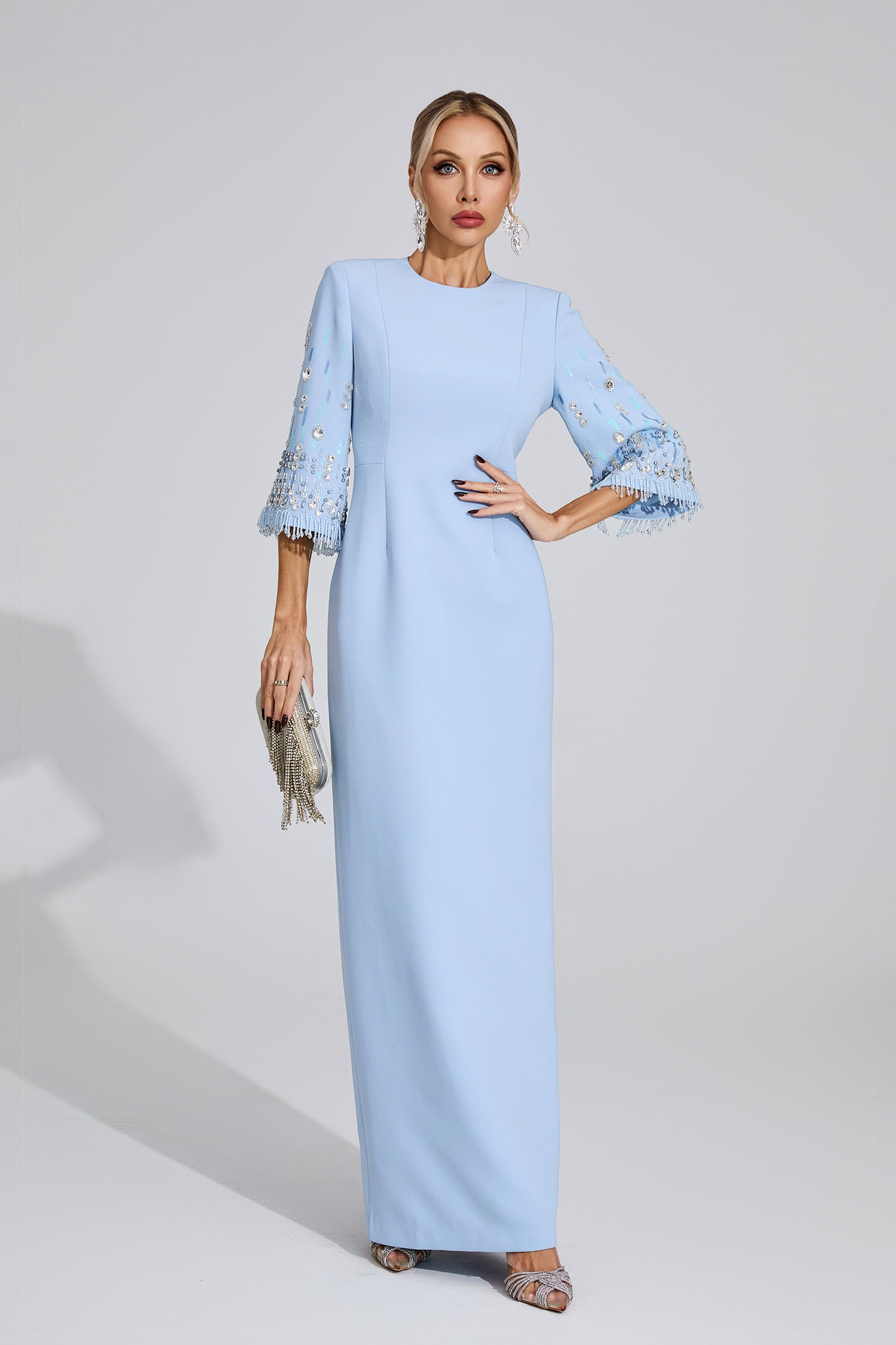 Eirny Diamond Maxi Dress In Light Blue