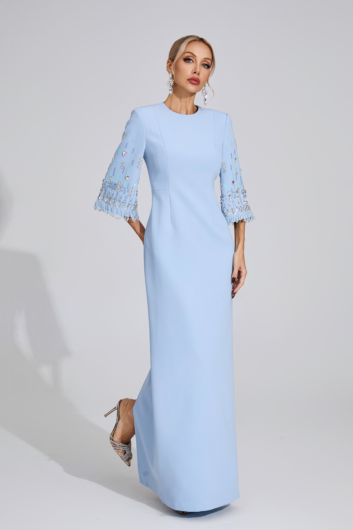 Eirny Diamond Maxi Dress In Light Blue