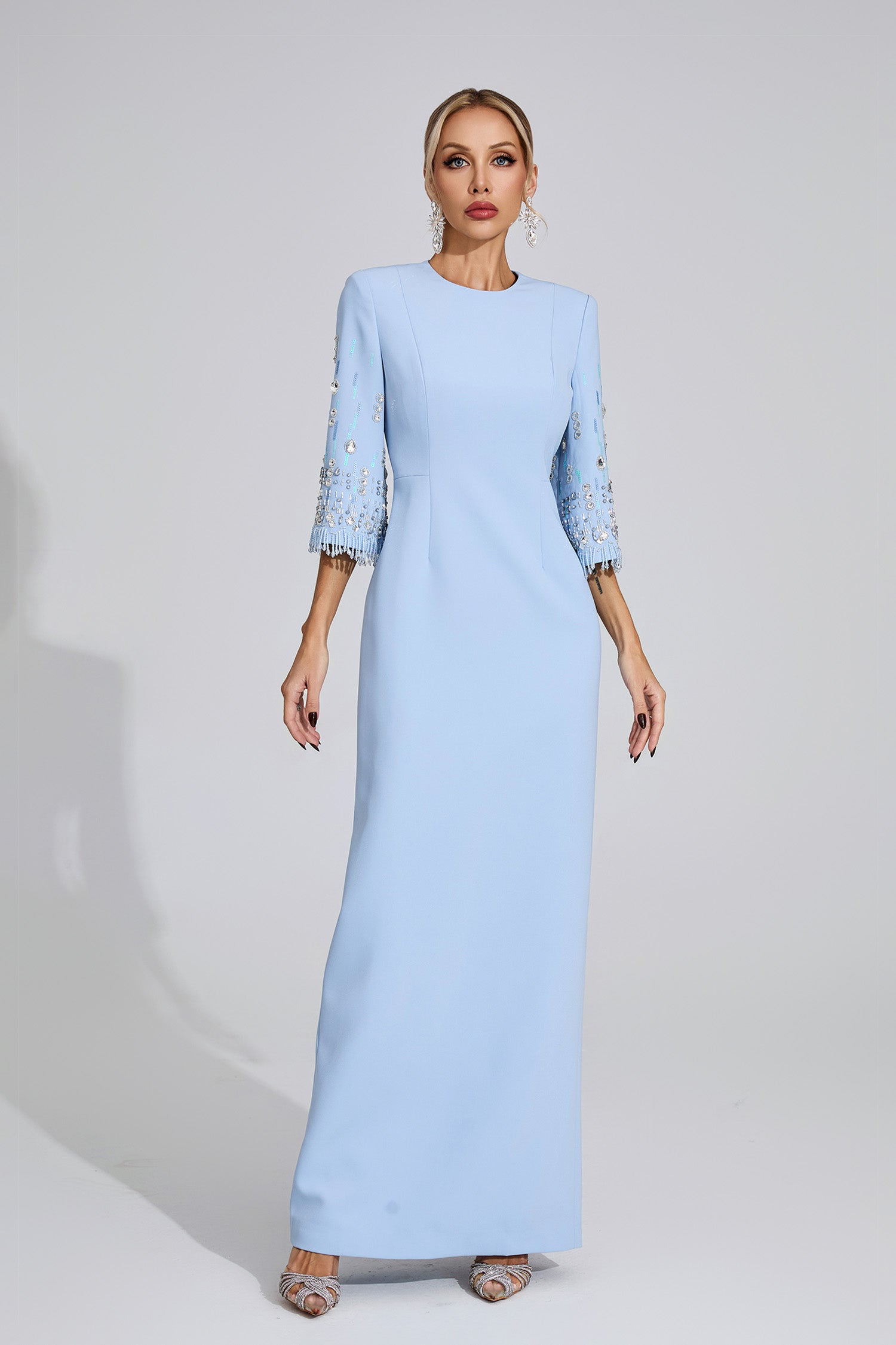 Eirny Diamond Maxi Dress In Light Blue