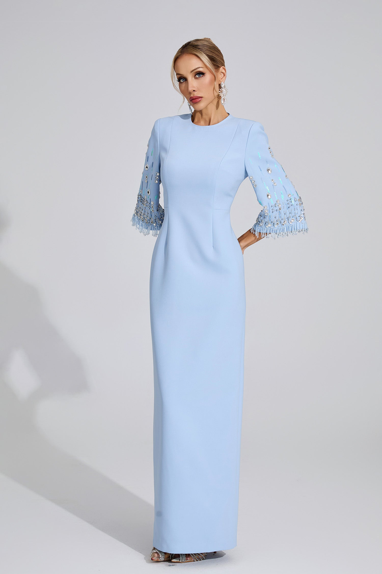 Eirny Diamond Maxi Dress In Light Blue