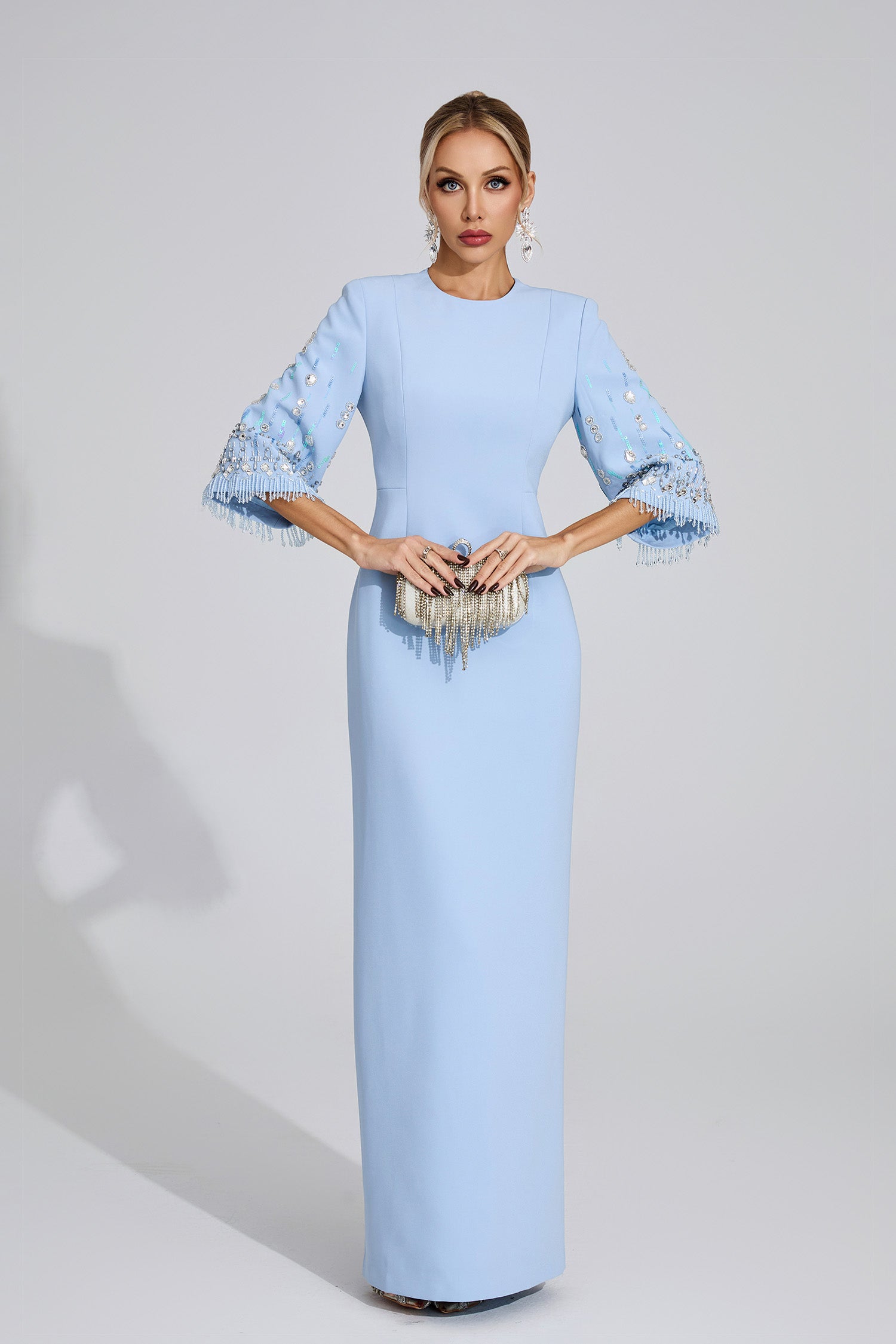 Eirny Diamond Maxi Dress In Light Blue