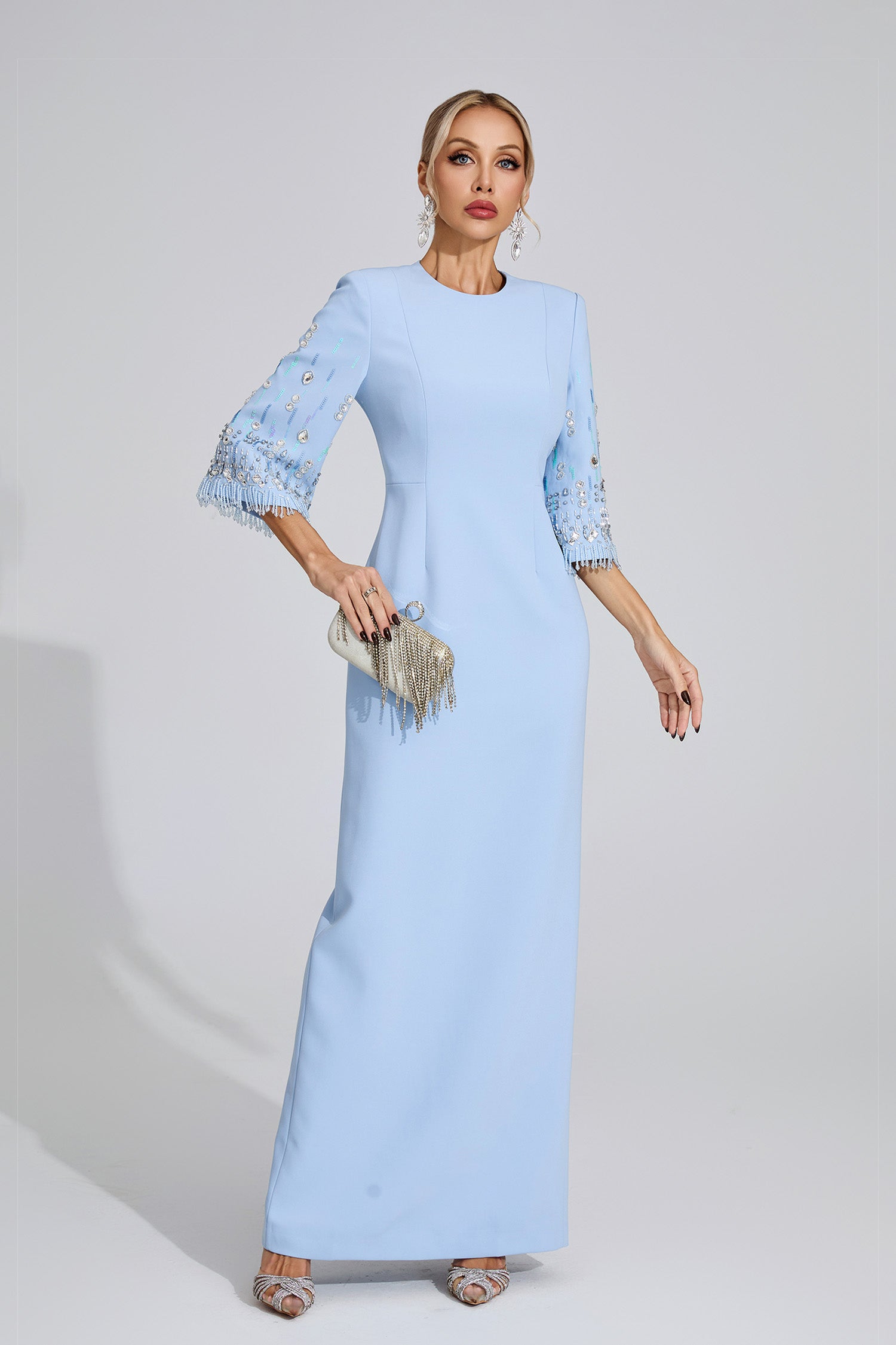 Eirny Diamond Maxi Dress In Light Blue