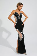 Stiorra Diamond Mesh Bandage Dress In Black