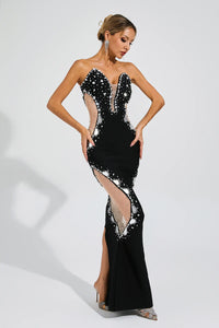 Stiorra Diamond Mesh Bandage Dress In Black