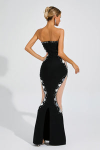 Stiorra Diamond Mesh Bandage Dress In Black