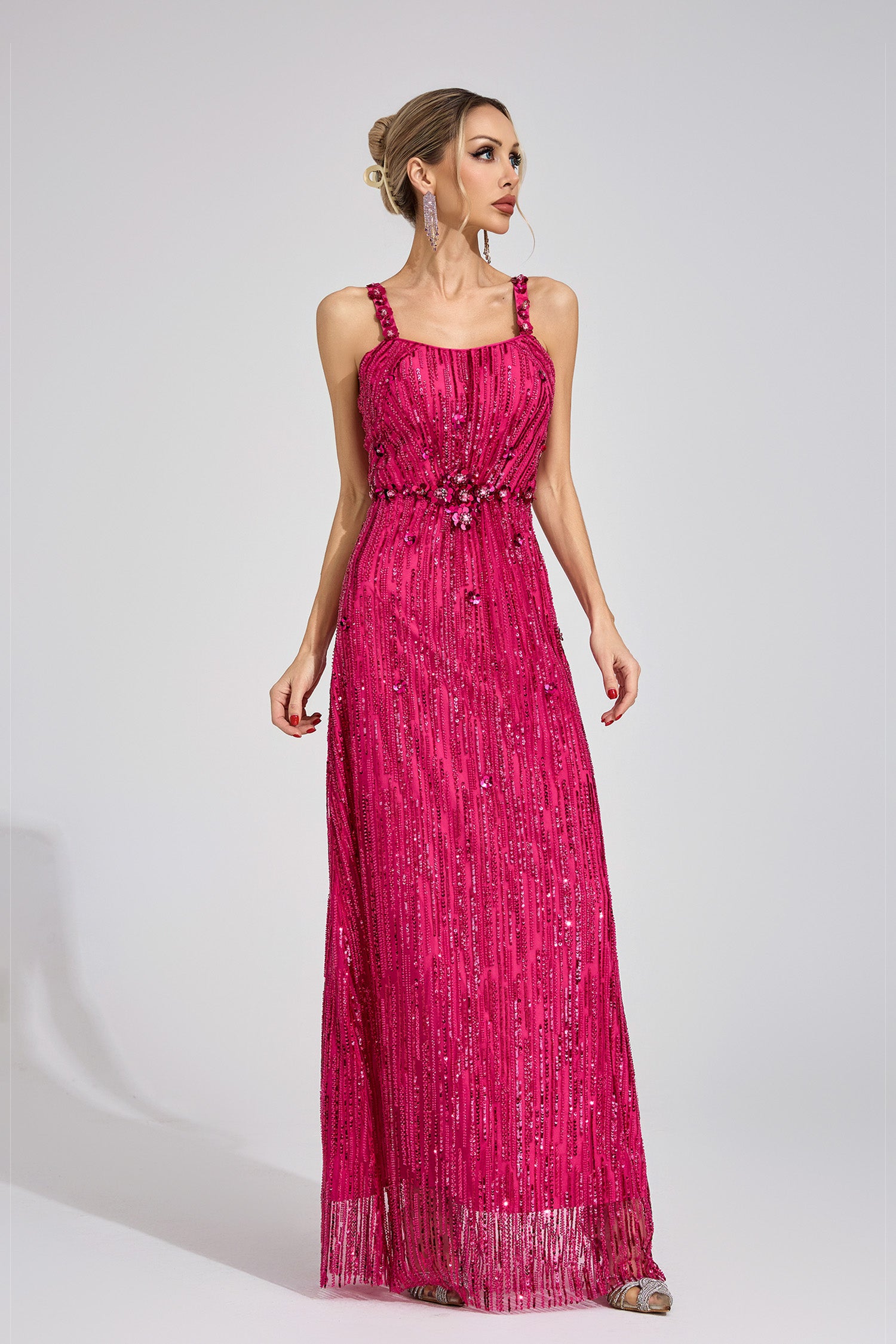 Morthael Pink Sequin Maxi Dress