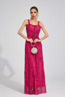 Morthael Pink Sequin Maxi Dress