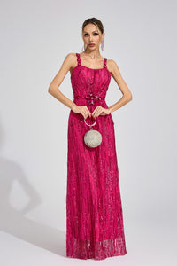 Morthael Pink Sequin Maxi Dress