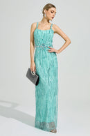 Morthael Green Sequin Maxi Dress