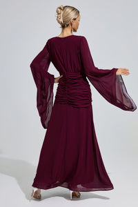 Golda Purple Ruched Wrap Maxi Dress