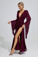 Golda Purple Ruched Wrap Maxi Dress