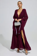 Golda Purple Ruched Wrap Maxi Dress