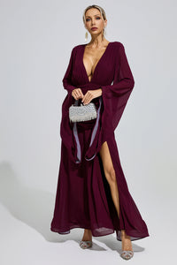 Golda Purple Ruched Wrap Maxi Dress