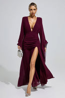 Golda Purple Ruched Wrap Maxi Dress