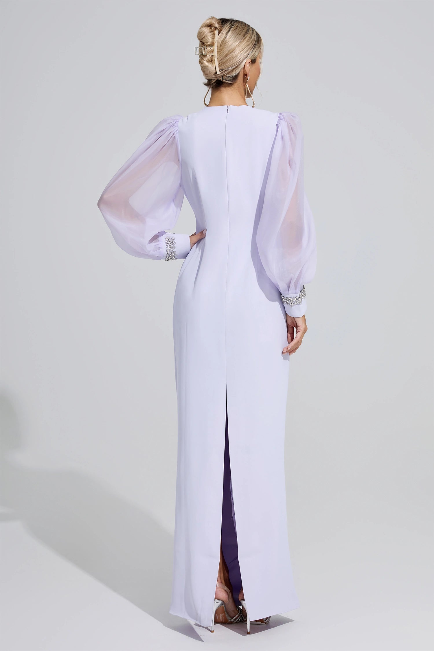 Fylorix Purple Balloon Sleeve Maxi Dress