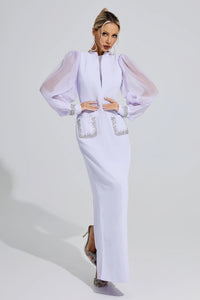Fylorix Purple Balloon Sleeve Maxi Dress