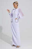 Fylorix Purple Balloon Sleeve Maxi Dress