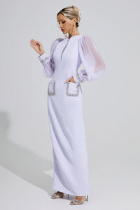 Fylorix Purple Balloon Sleeve Maxi Dress