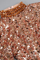 Hitka Rhinestone Sequin Embroidered Dress In Gold