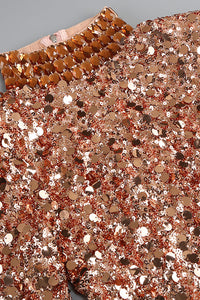 Hitka Rhinestone Sequin Embroidered Dress In Gold