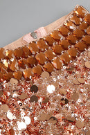 Hitka Rhinestone Sequin Embroidered Dress In Gold