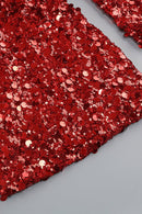 Hitka Rhinestone Sequin Embroidered Dress In Red