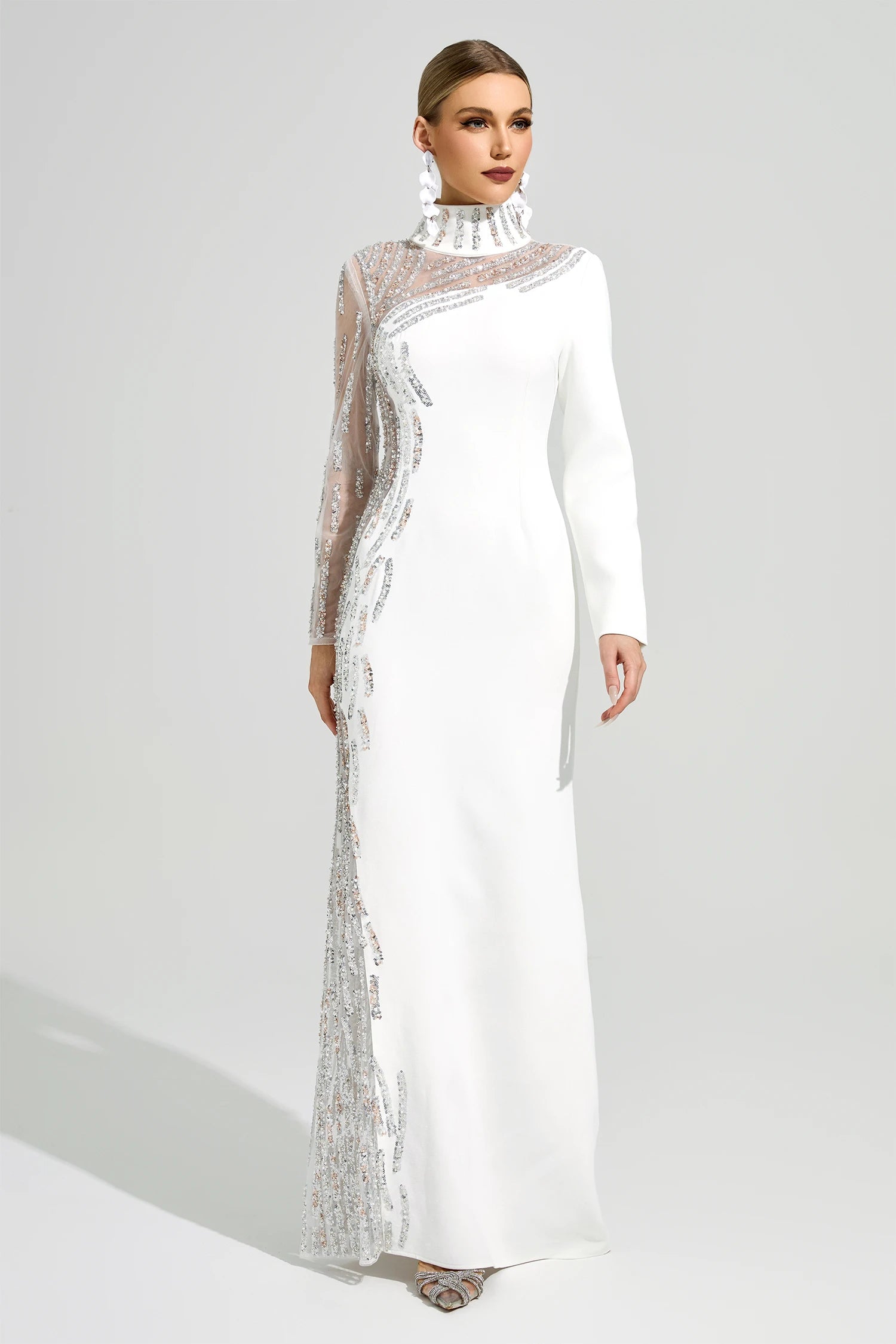 Benvora White Diamond Maxi Dress