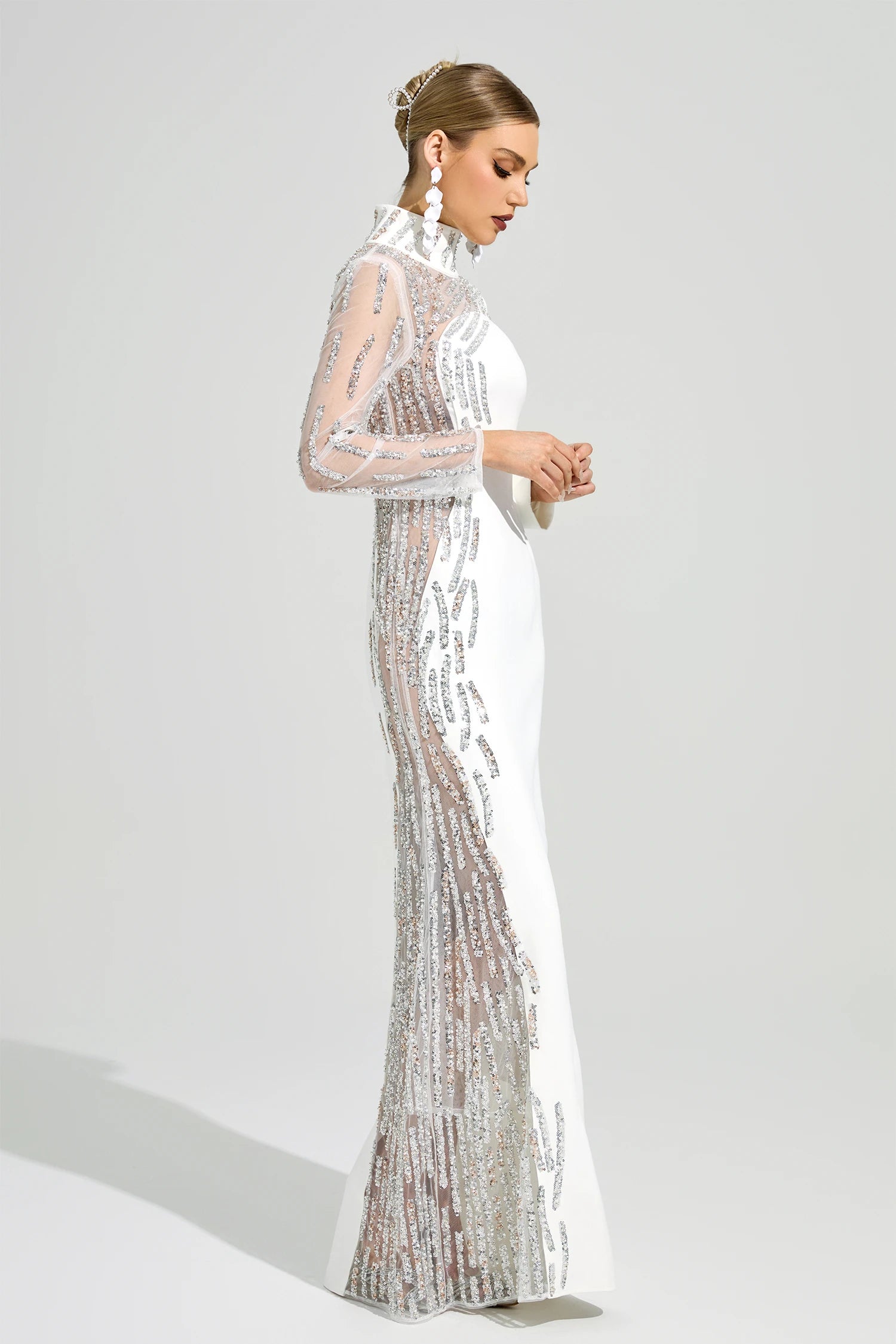 Benvora White Diamond Maxi Dress