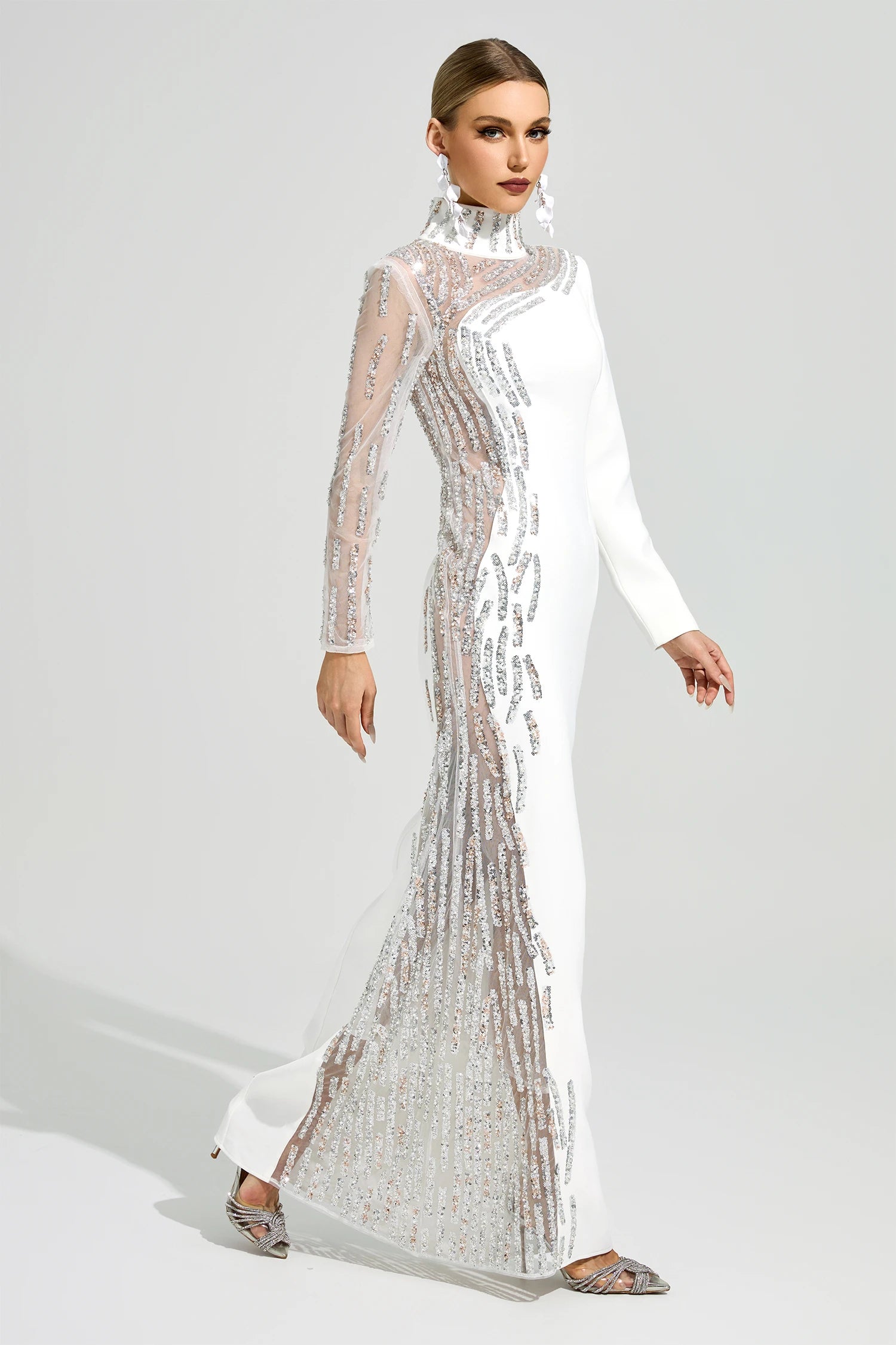 Benvora White Diamond Maxi Dress