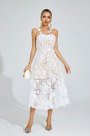 Dryssa Lace Midi Dress In White