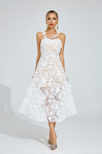 Dryssa Lace Midi Dress In White