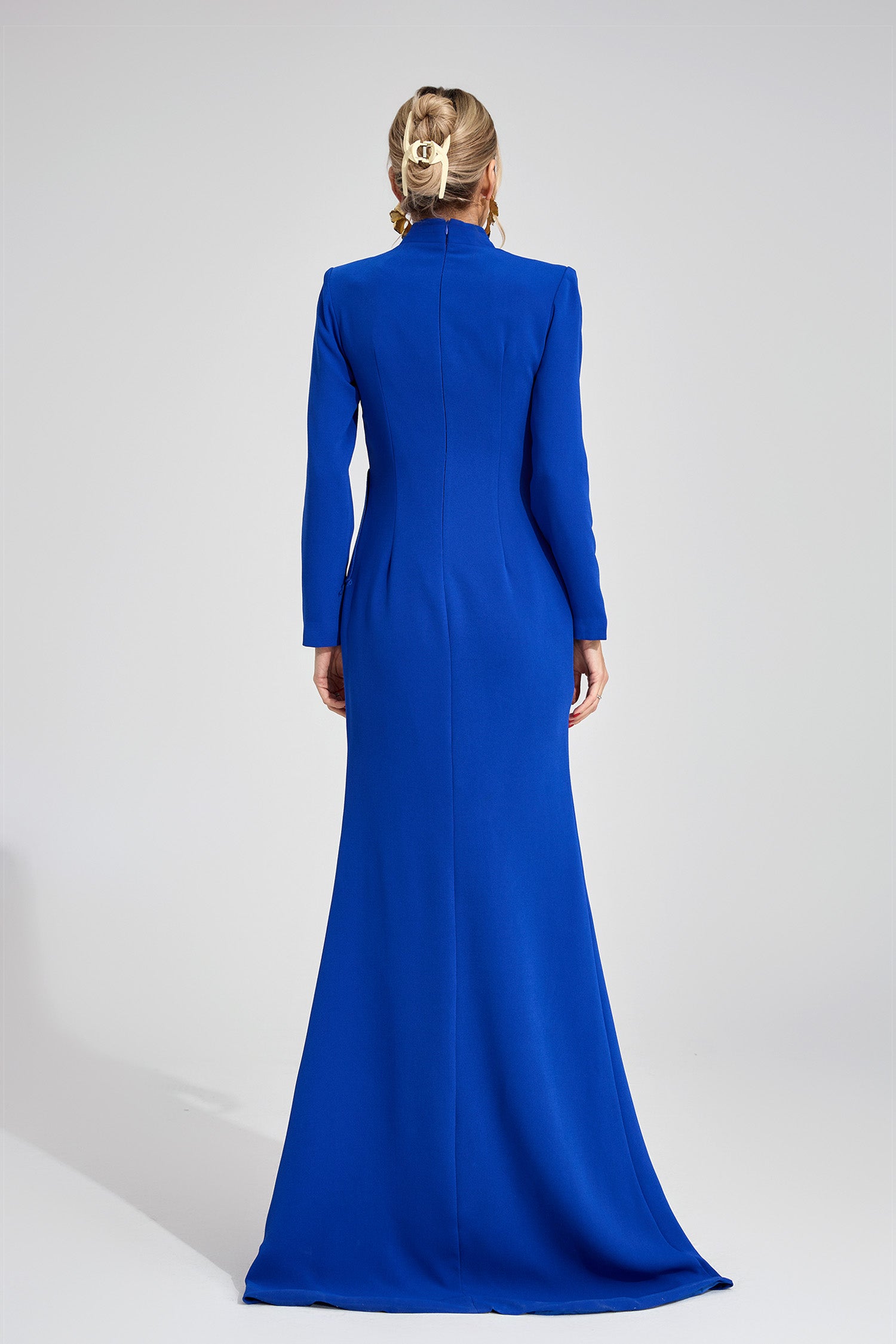Ilyvoran Dark Blue Train Maxi Dress