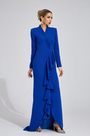 Ilyvoran Dark Blue Train Maxi Dress