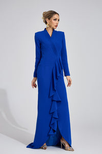Ilyvoran Dark Blue Train Maxi Dress