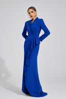 Ilyvoran Dark Blue Train Maxi Dress