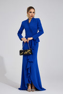 Ilyvoran Dark Blue Train Maxi Dress