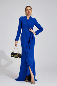 Ilyvoran Dark Blue Train Maxi Dress