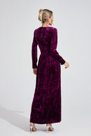 Uvenlor Purple Velvet Maxi Dress