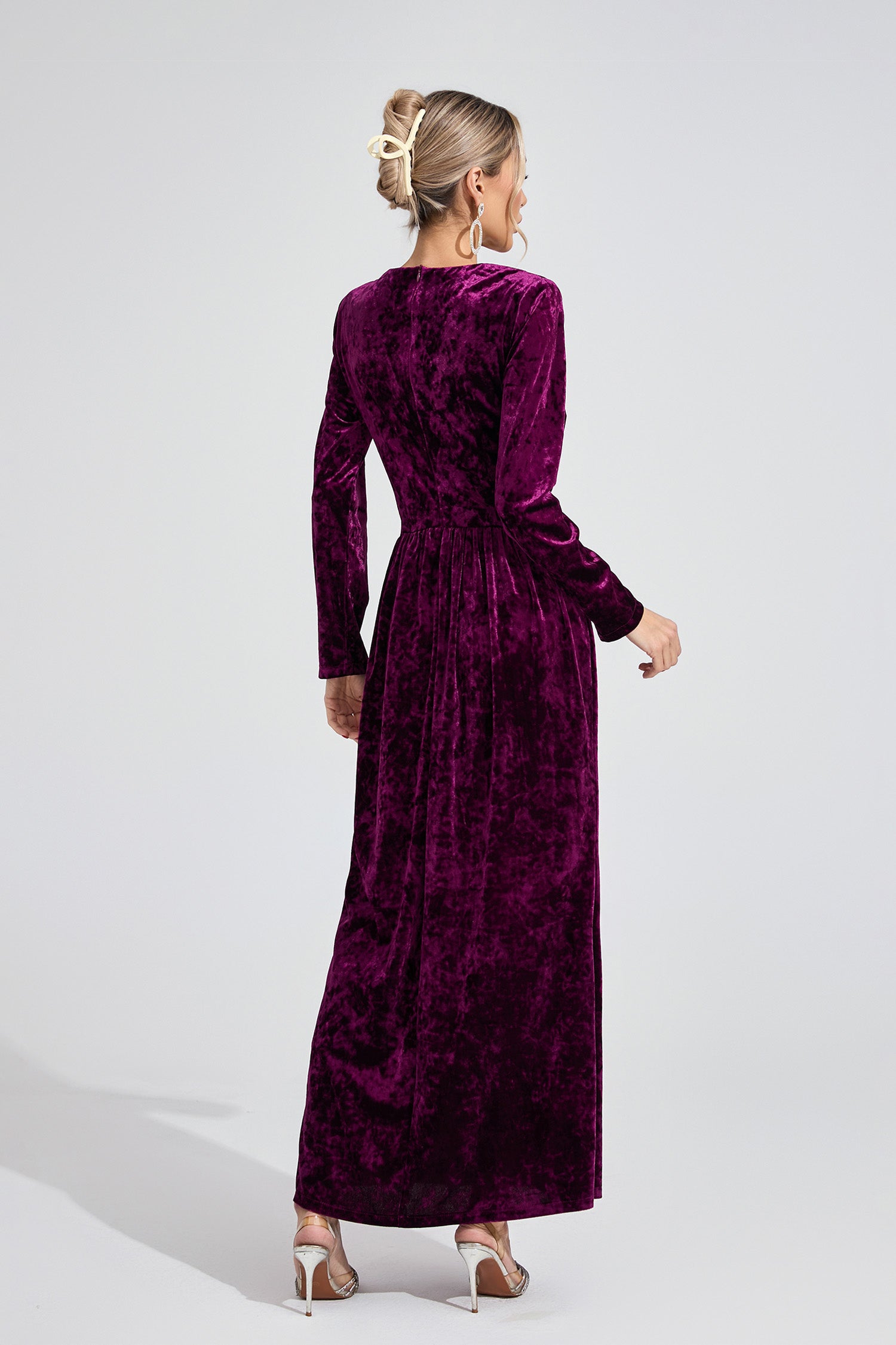 Uvenlor Purple Velvet Maxi Dress
