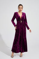 Uvenlor Purple Velvet Maxi Dress
