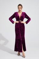 Uvenlor Purple Velvet Maxi Dress