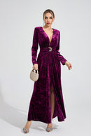 Uvenlor Purple Velvet Maxi Dress
