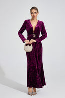 Uvenlor Purple Velvet Maxi Dress