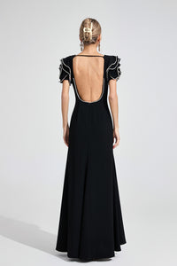 Tyvalric Black Open Back Maxi Dress