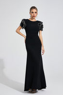 Tyvalric Black Open Back Maxi Dress