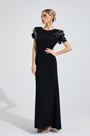 Tyvalric Black Open Back Maxi Dress