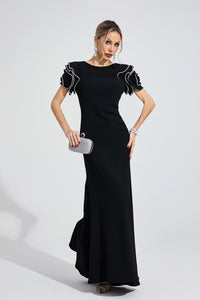Tyvalric Black Open Back Maxi Dress