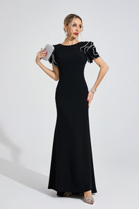 Tyvalric Black Open Back Maxi Dress