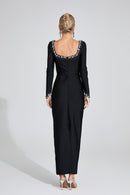 Uzzar Long Sleeve Maxi Dress In Black